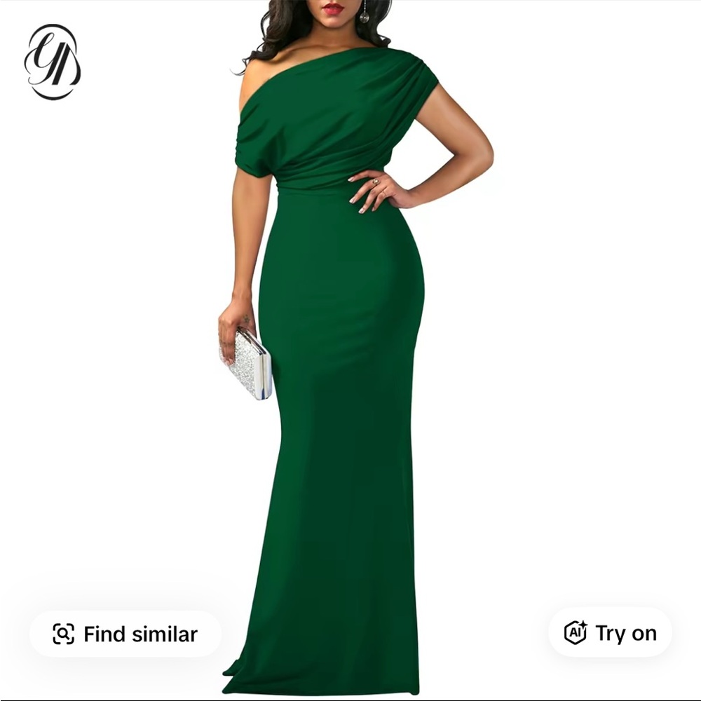 Elegant Green Off-Shoulder Dress